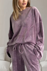 Buttery-Soft Round Neck Long Sleeve Top and Drawstring Pants Set